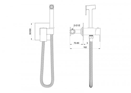 Гигиенический душ со смесителем Wonzon &amp; Woghand WW-88829903-BGM цвет Темный графит