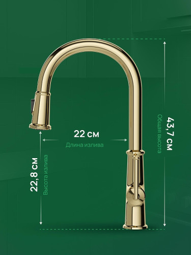 Смеситель для кухни Domaci Римини D569182CG цвет Золото