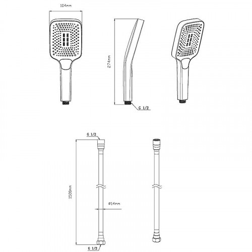 Ручной душ Vincea VSHN-41HGM Вороненая сталь пластик