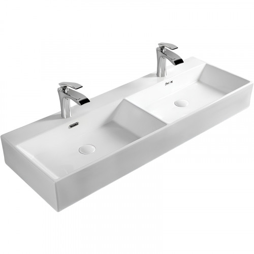 Раковина SantiLine 120 SL-2114 двойная Белая фаянс подвесная, накладная