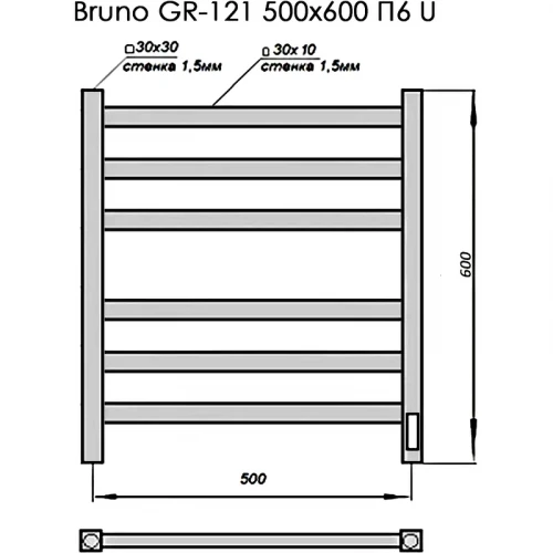 Электрический полотенцесушитель Grois Bruno GR-121 50/60 П6 9003 U Белый матовый