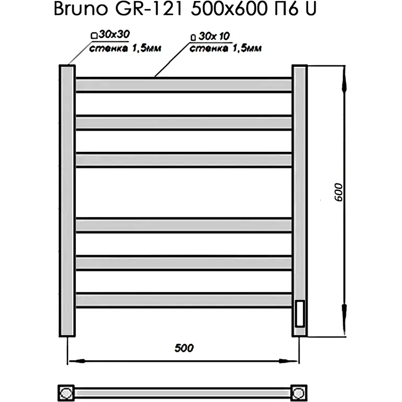 Электрический полотенцесушитель Grois Bruno GR-121 50/60 П6 9003 U Белый матовый