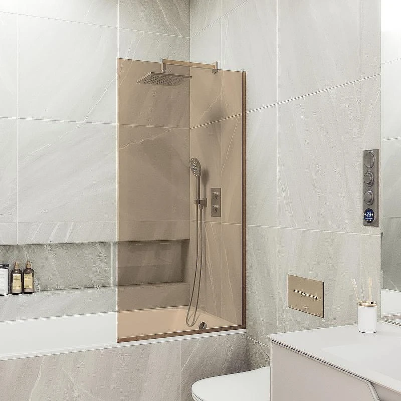 Шторка на ванну Maybah Glass MGV-70-2у 800x1400 в узком профиле Бронза стекло бронзовое