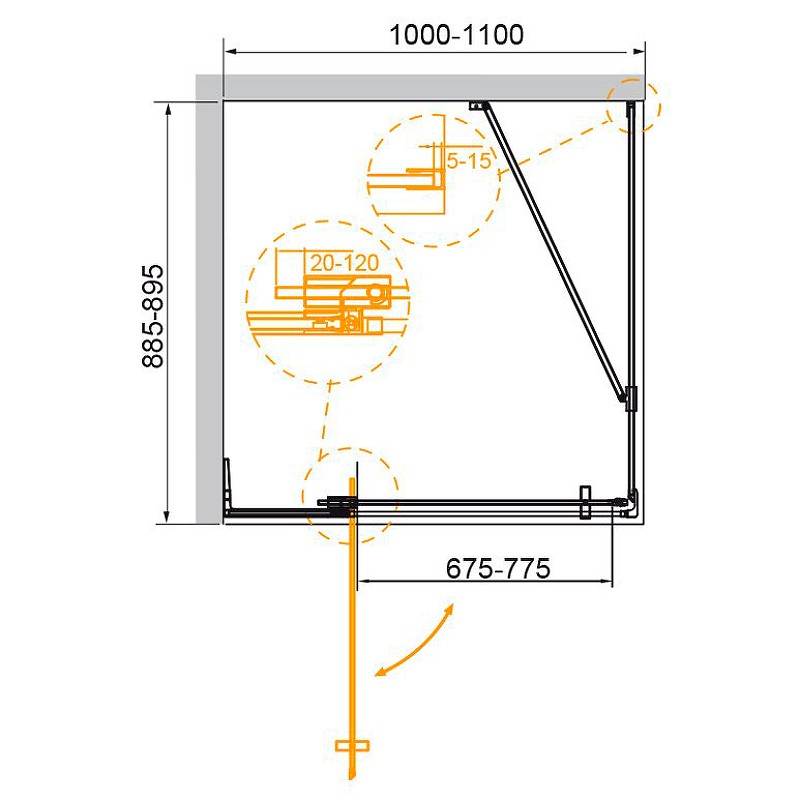 Душевой уголок Cezares Slider 110x90 SLIDER-AH-1-90-100/110-C-NERO профиль Черный матовый стекло прозрачное