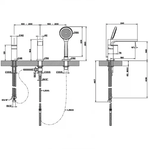 Смеситель на борт ванны Gessi Emporio Via Manzoni 38634#031 Хром латунь