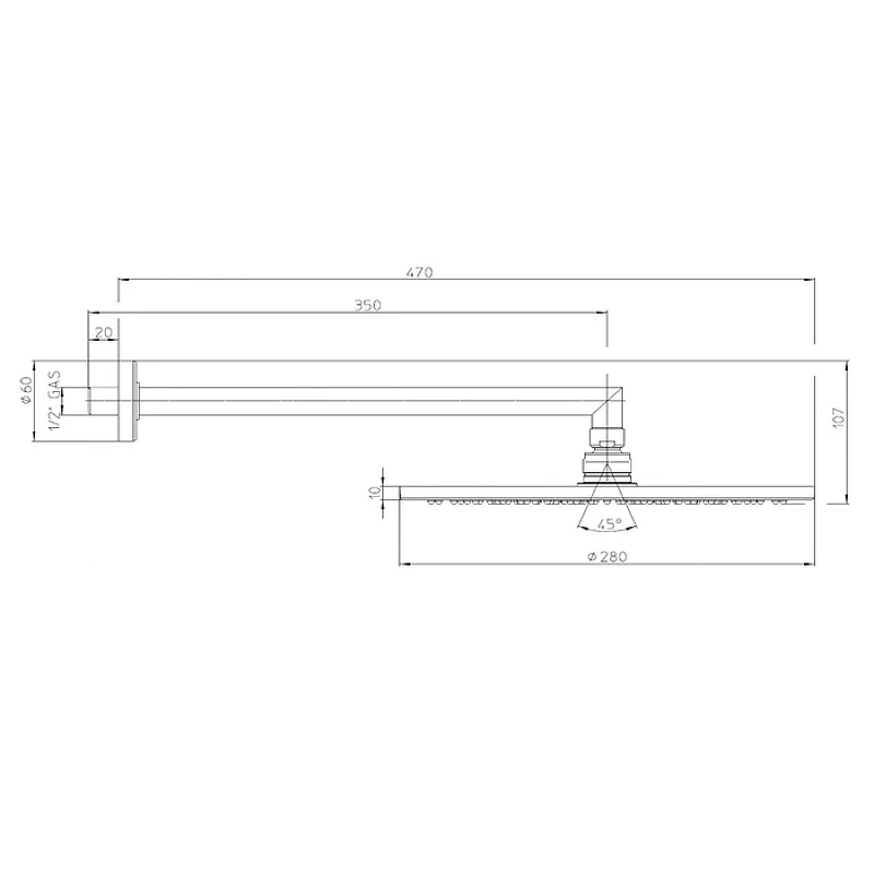 Верхний душ Bossini Cosmo H70596H.030 Хром латунь на стену