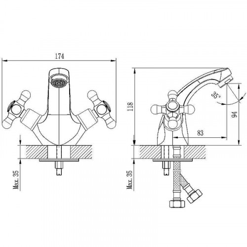 Смеситель для раковины Rossinka H02-61R Хром