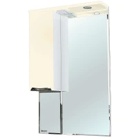 Зеркало со шкафом Bellezza Альфа 55 L 4618808002070 с подсветкой Белое Бежевое МДФ / ЛДСП, стекло