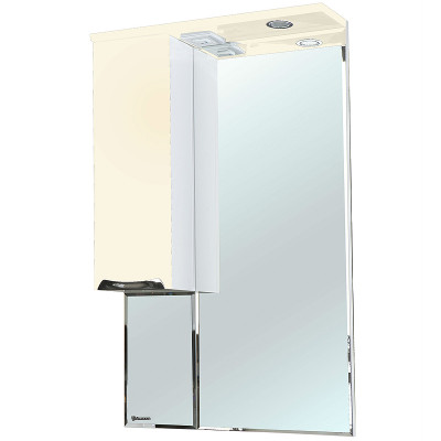 Зеркало со шкафом Bellezza Альфа 55 L 4618808002070 с подсветкой Белое Бежевое МДФ / ЛДСП, стекло