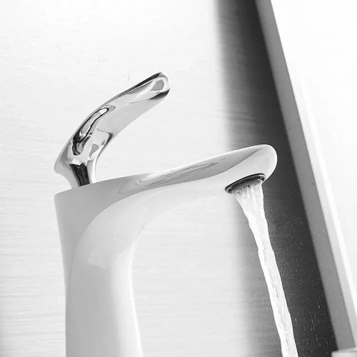 Смеситель для раковины Grocenberg GB2001WC Белый Хром