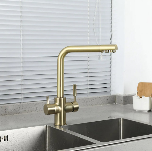 Смеситель для кухни Frap H52 F4352-3 Сатин золотой латунь