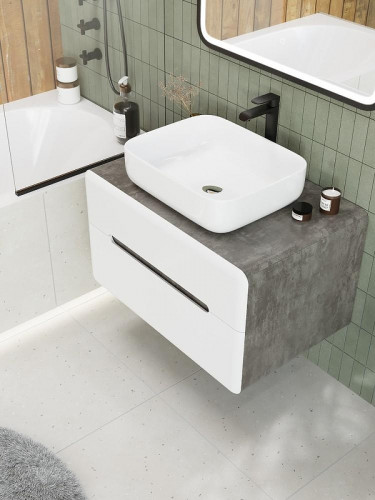 Тумба под раковину Art&amp;Max Genova 80 AM-Genova-800-2C-SO-BC подвесная Белая глянцевая Бетон бромо