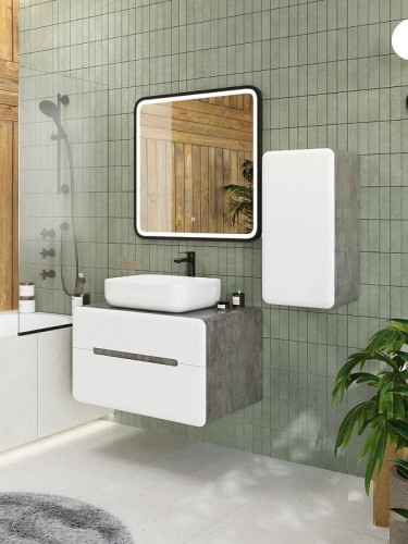 Тумба под раковину Art&amp;Max Genova 80 AM-Genova-800-2C-SO-BC подвесная Белая глянцевая Бетон бромо