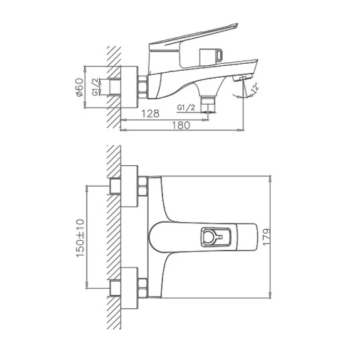Смеситель для ванны Haiba HB60595 Хром на стену