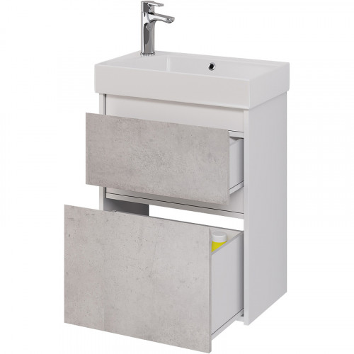 Тумба под раковину Dreja Slim 55 99.0502 подвесная Бетон Белый глянец МДФ / ЛДСП