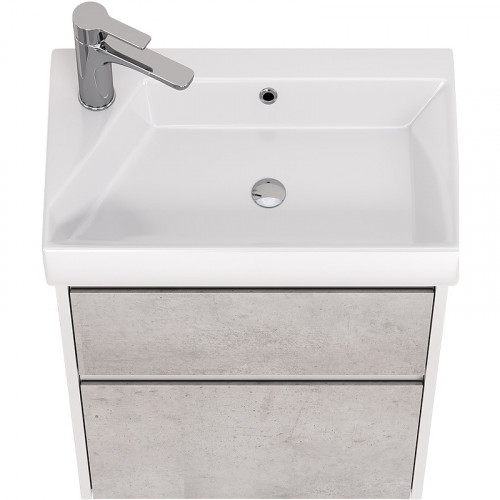Тумба под раковину Dreja Slim 55 99.0502 подвесная Бетон Белый глянец МДФ / ЛДСП