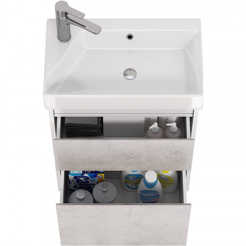 Тумба под раковину Dreja Slim 55 99.0502 подвесная Бетон Белый глянец МДФ / ЛДСП