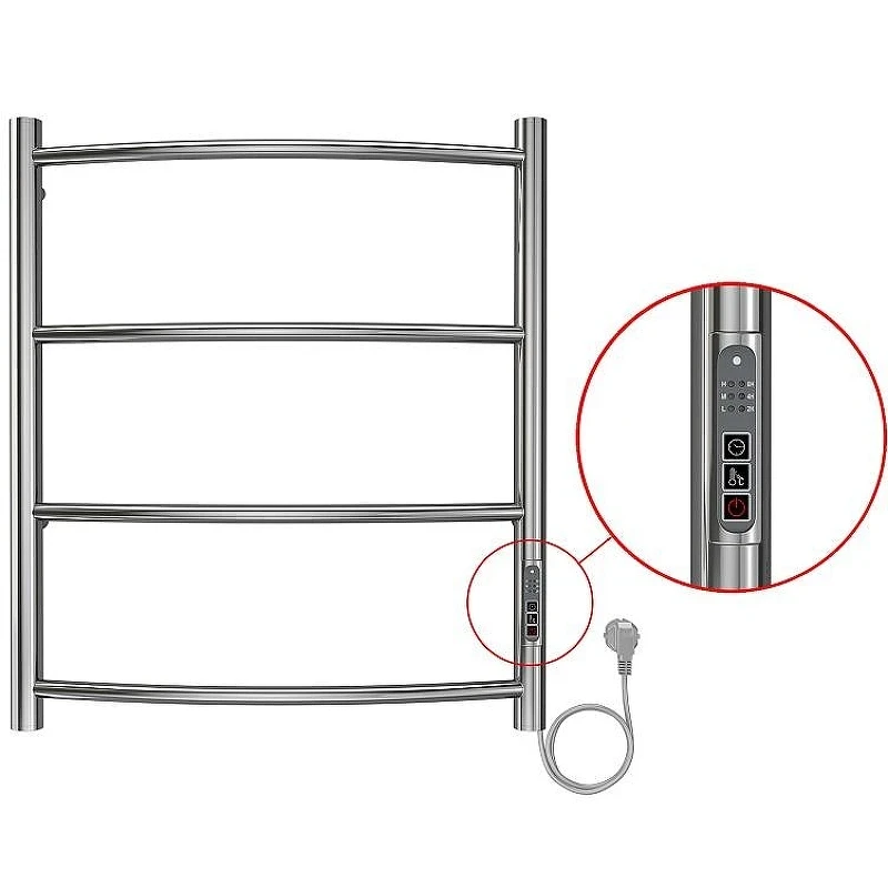 Электрический полотенцесушитель Azario Verona 500x600 П4 AZ04856 диммер справа Хром