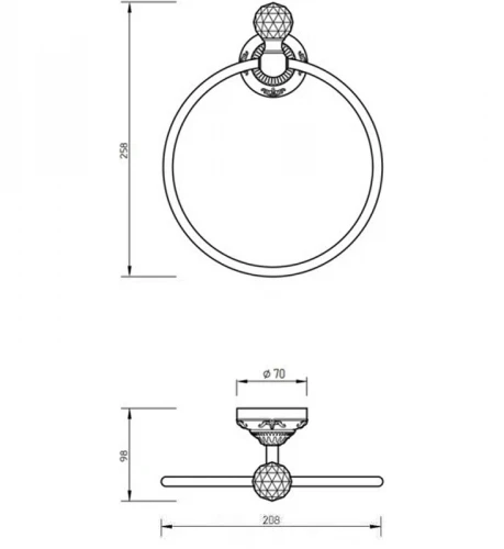 Кольцо для полотенец Migliore Cristalia 16837 Золото с кристаллом Swarovski