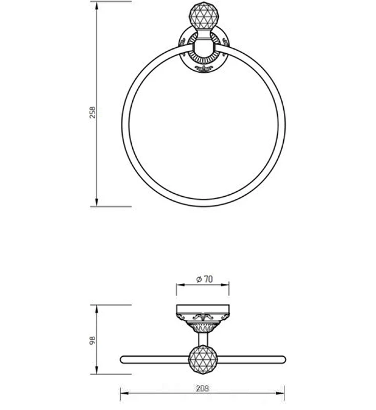 Кольцо для полотенец Migliore Cristalia 16837 Золото с кристаллом Swarovski