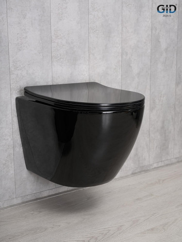 Унитаз Gid Convexo Tr2198-18 62204Y подвесной цвет Черный глянцевый с сиденьем Микролифт