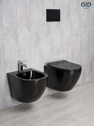 Унитаз Gid Convexo Tr2198-18 62204Y подвесной цвет Черный глянцевый с сиденьем Микролифт