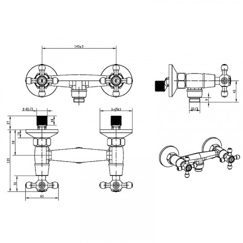 Смеситель для душа Boheme Flora 274-FL Хром латунь на стену