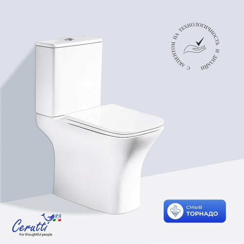 Унитаз компакт Ceruttispa Vettore CT11134 цвет Белый с сиденьем Микролифт