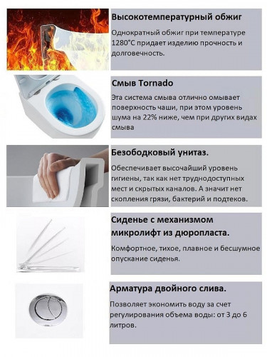 Унитаз компакт Ceruttispa Vettore CT11134 цвет Белый с сиденьем Микролифт