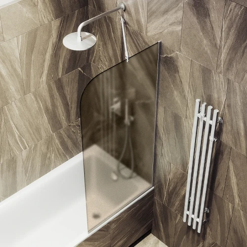 Шторка на ванну Maybah Glass MGV-148-5у 640x1400 в узком профиле Хром матовый стекло бронзовое матовое