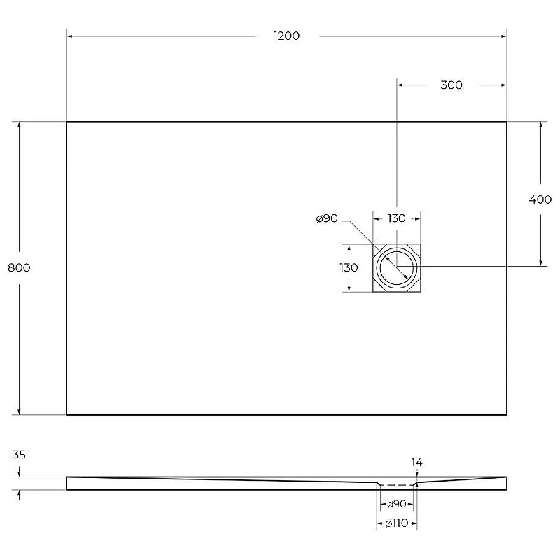 Душевой поддон из искусственного камня BelBagno Uno 120x80 TRAY-MR-UNO-AH-120/80-35-NERO-NO Черный матовый