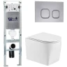 Комплект унитаза с инсталляцией WeltWasser AMBERG 350 ST + NESENBACH 004 GL-WT + AMBERG RD-CR 10000008921 цвет Белый глянцевый с сиденьем Микролифт и клавишей смыва цвет Хром