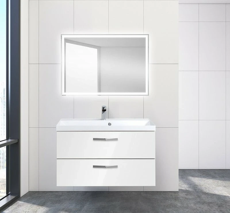 Тумба под раковину BelBagno Aurora 90 AURORA-900-2C-SO-BL подвесная Bianco Lucido МДФ / ЛДСП