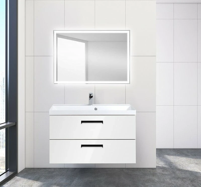 Тумба под раковину BelBagno Aurora 90 AURORA-900-2C-SO-BL подвесная Bianco Lucido МДФ / ЛДСП