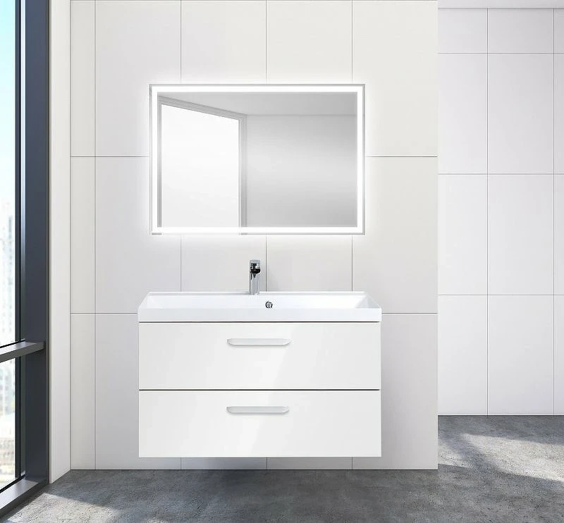 Тумба под раковину BelBagno Aurora 90 AURORA-900-2C-SO-BL подвесная Bianco Lucido МДФ / ЛДСП