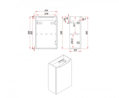 Тумба под раковину ЗОВ Монови Слим 40 MS40AT подвесная цвет Древесина Аттик
