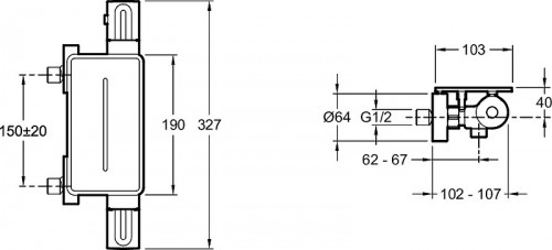 Смеситель для душа Jacob Delafon Metro E21767-BL с термостатом Черный матовый латунь на стену