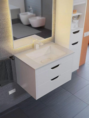 Тумба под раковину Uperwood Modul 65 2930205354 подвесная цвет Белый матовый Графит матовый