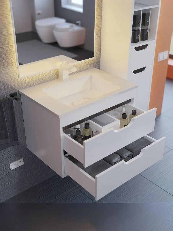 Тумба под раковину Uperwood Modul 65 2930205354 подвесная цвет Белый матовый Графит матовый