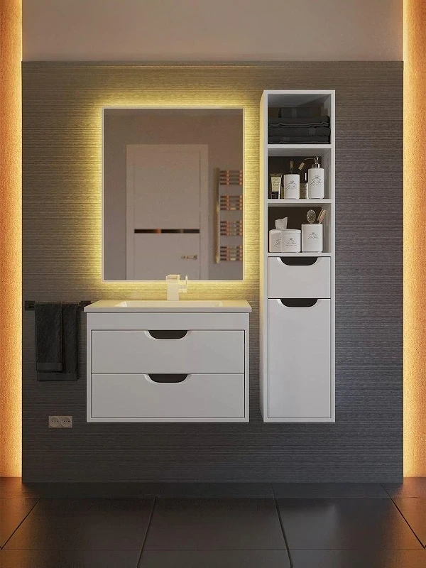 Тумба под раковину Uperwood Modul 65 2930205354 подвесная цвет Белый матовый Графит матовый