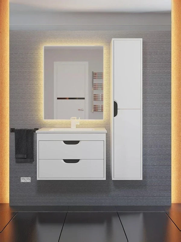 Тумба под раковину Uperwood Modul 65 2930205354 подвесная цвет Белый матовый Графит матовый