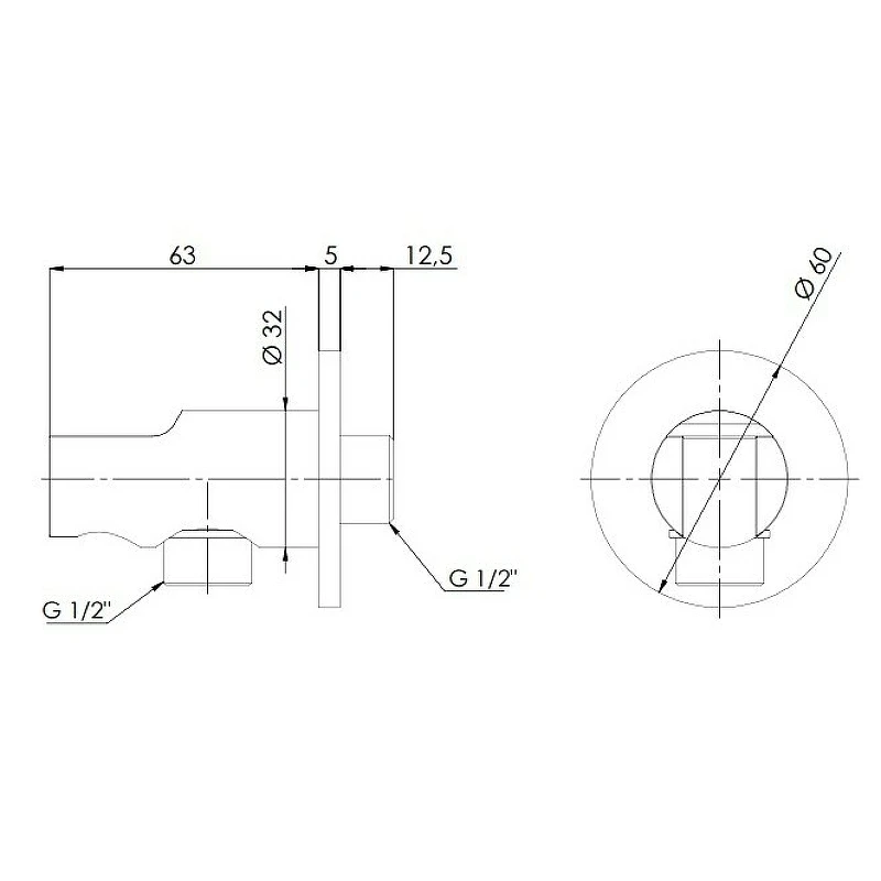 Шланговое подключение Remer 337MNO Черное матовое латунь на стену