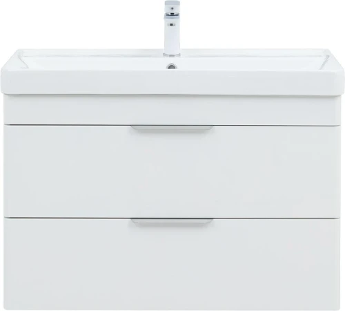 Тумба с раковиной Aquanet Ирис new 90 342092 подвесная цвет Белый глянец