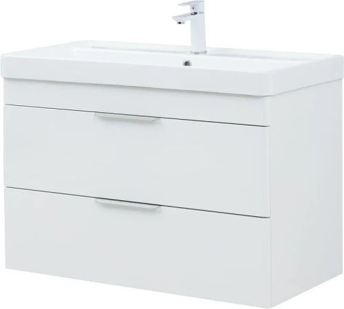 Тумба с раковиной Aquanet Ирис new 90 342092 подвесная цвет Белый глянец