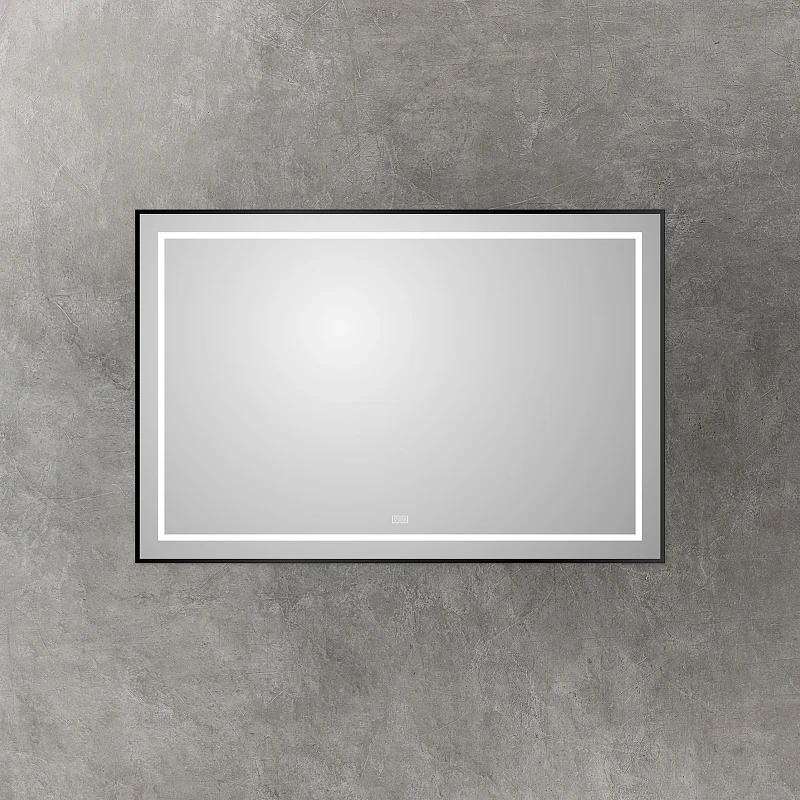 Зеркало BelBagno Kraft 120 SPC-KRAFT-1200-800-LED-TCH-WARM-NERO с подсветкой Черное с сенсорным выключателем и подогревом стекло