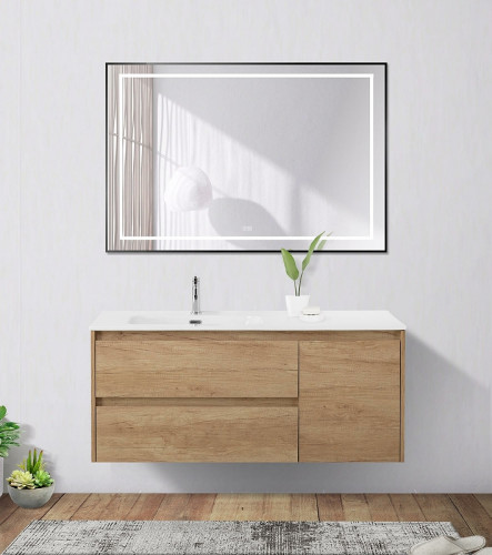 Зеркало BelBagno Kraft 120 SPC-KRAFT-1200-800-LED-TCH-WARM-NERO с подсветкой Черное с сенсорным выключателем и подогревом стекло