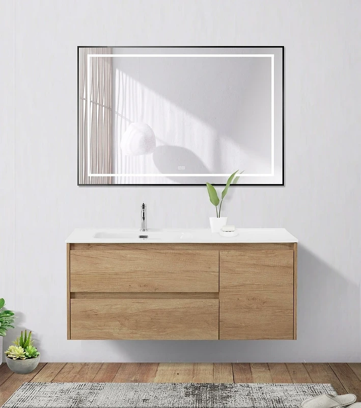 Зеркало BelBagno Kraft 120 SPC-KRAFT-1200-800-LED-TCH-WARM-NERO с подсветкой Черное с сенсорным выключателем и подогревом стекло
