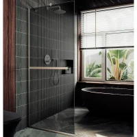 Душевая перегородка Maybah Glass MGD-723-5у 690x1950 в узком профиле Хром матовый стекло графитовое