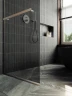Душевая перегородка Maybah Glass MGD-723-5у 690x1950 в узком профиле Хром матовый стекло графитовое