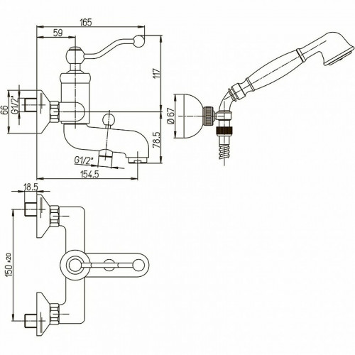 Смеситель для ванны Paini Duomo 88CR105KM Хром